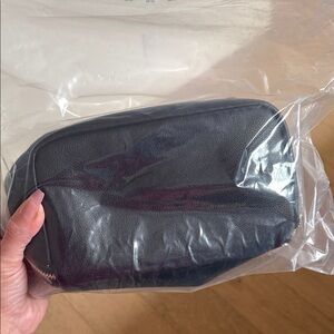 Black Leather Make up  Bag